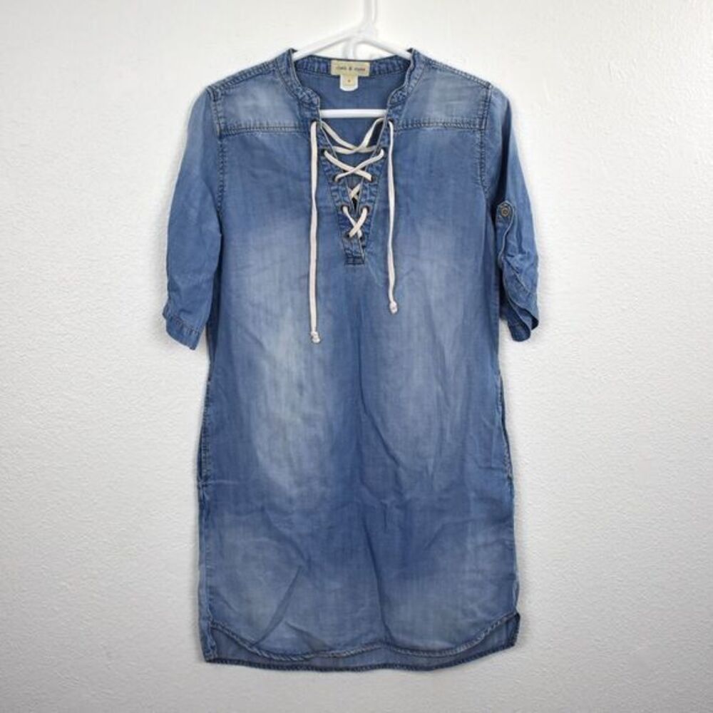 Cloth & Stone Denim Dress w/pockets Size Small Color Blue Gently Used Condition - Picture 2 of 5